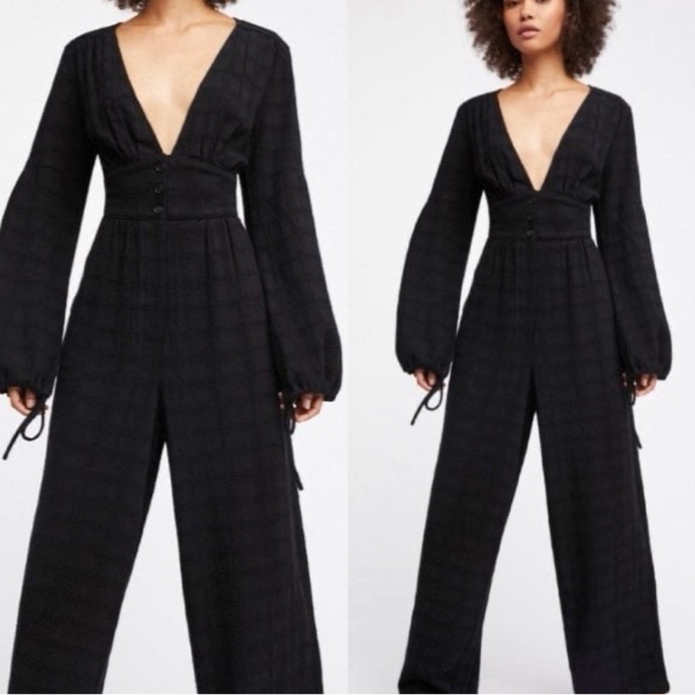 Free People True Lovin Linen One Piece Jumpsuit XS